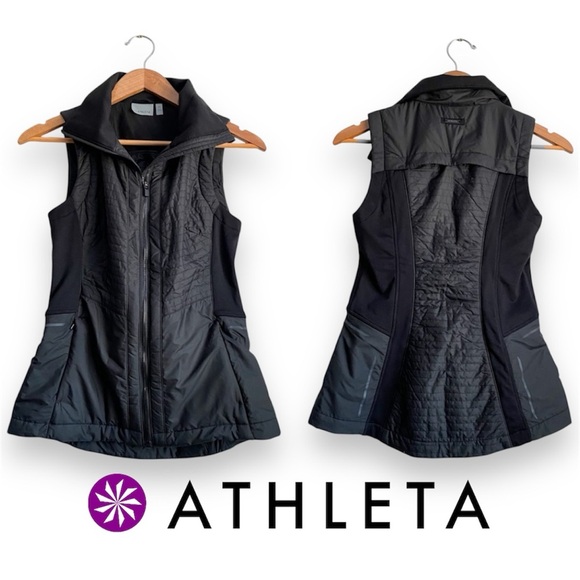 Athleta Sprinter Black Puffer Vest Zip Up Sport Running Hiker Outdoor Gorpcore - Picture 1 of 8